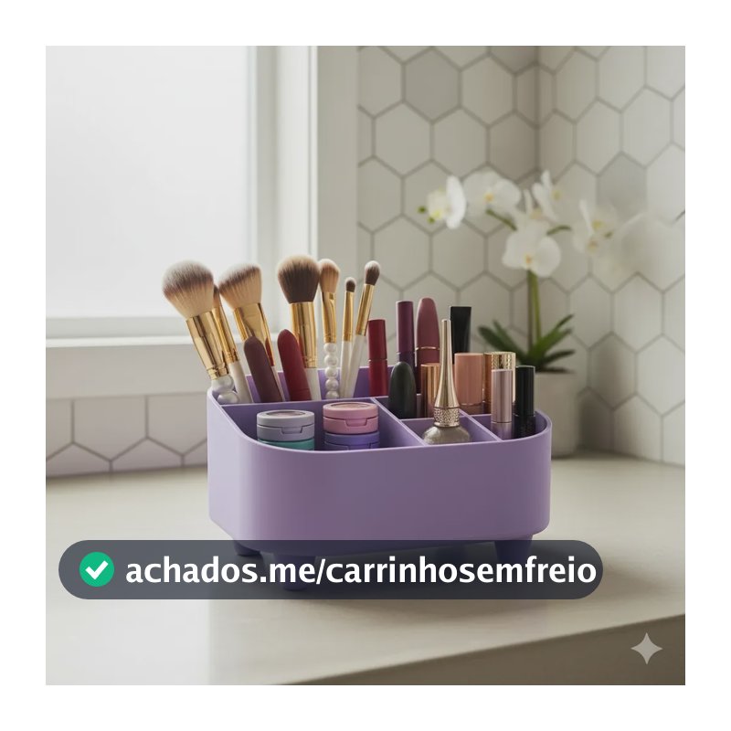 Organizador De Maquiagem E Cosméticos Com Pés E Divisórias Lilás