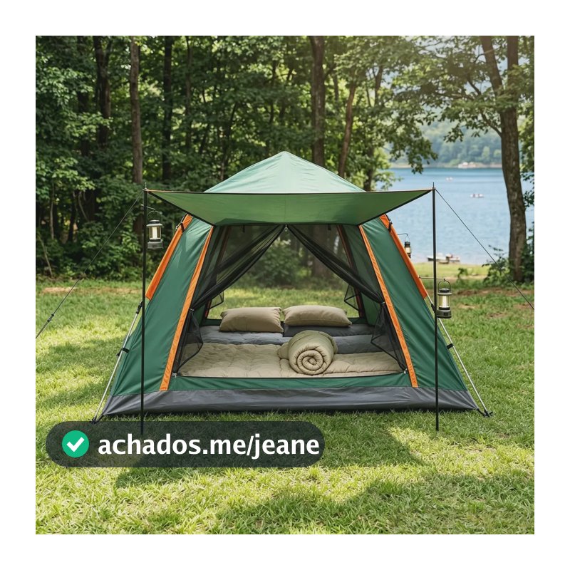 Barraca Automática Camping 240240135cm Forestdog 6 Pessoas Acampamento Barraca Impermeável Pop Up Tecido Oxford Verde-escuro