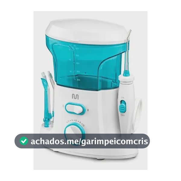 Irrigador Oral Clearpik Family 600ml Bivolt Com 5 Bicos Para Limpeza Profunda De Aparelhos Ortodônticos Implantes E Gengivas - Hc037 Branco/azul 127/220v