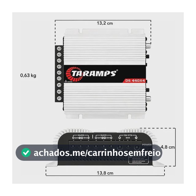 Módulo Amplificador Taramps Ds 440x4 440w Rms 4 Canais. Branco