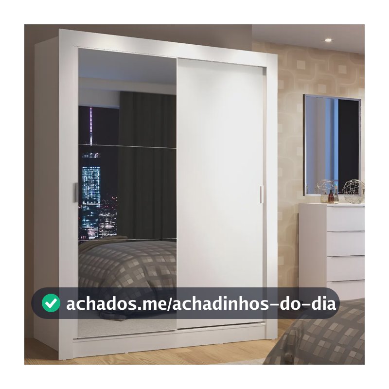 Guarda-roupa Solteiro Madesa Denver 2 Portas C Espelho B Cor Branco
