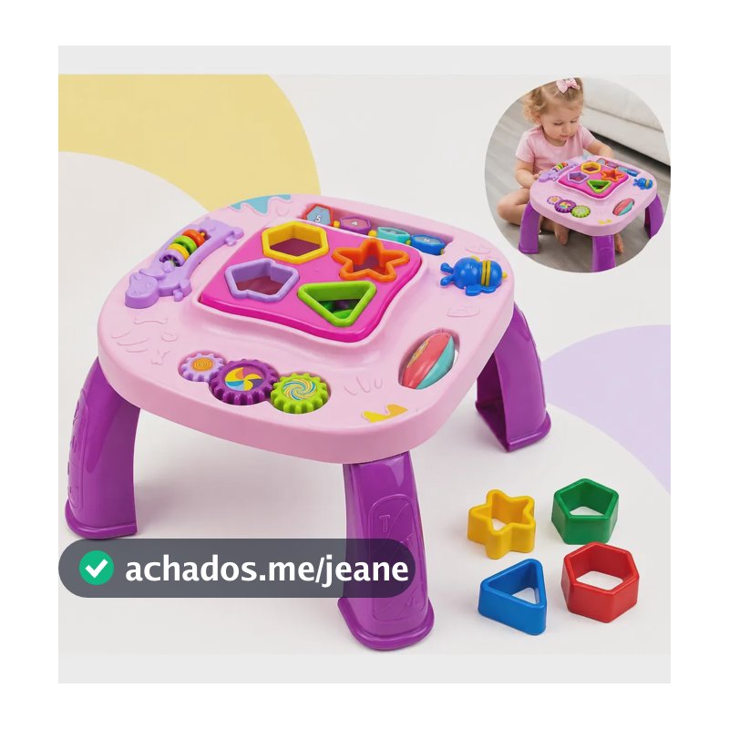 Mesa Infantil Mesinha Didática Divertida Brinquedo Crianças Educacional Bebê 12+ Meses Atividades De Montar Interativa Educativa Clube Educativo Rosa