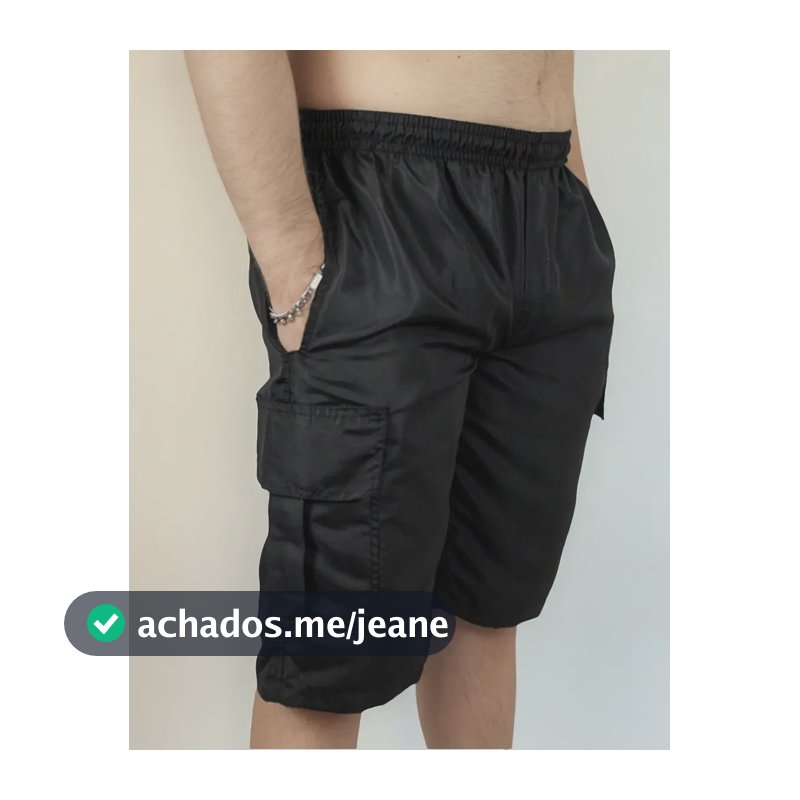 Bermuda Cargo Masculina De Tactel Preto G