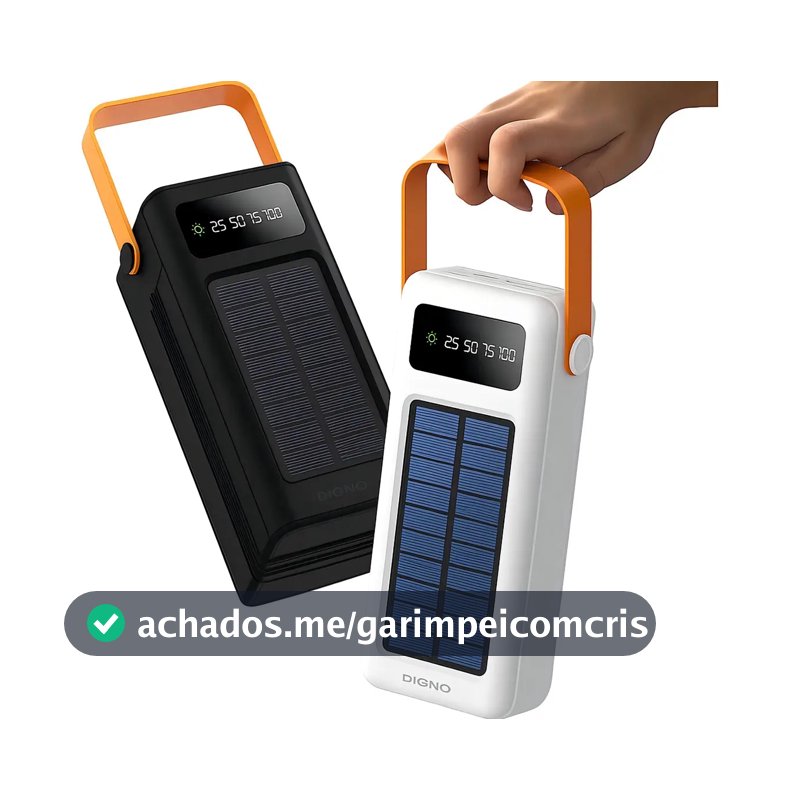 Carregador Portátil Solar 50000mAh Power Bank USB Tipo-C Preto BBMOYE