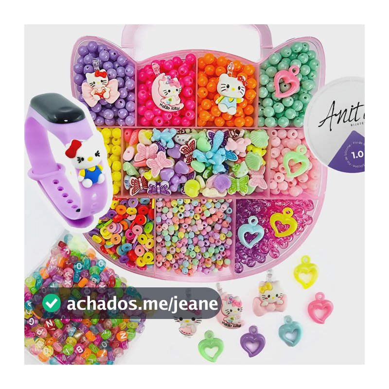 Kit Para Fazer Pulseira Miçangas Infantil Gata 1.800 Peças