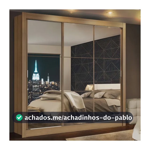 Guarda Roupa Casal Mônaco Madesa 3 Portas Correr De Espelho Cor Rustic