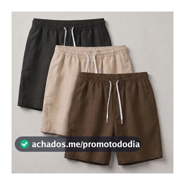 Kit 3 Short Mauricinho Linho Masculino Bermuda Verão Praia