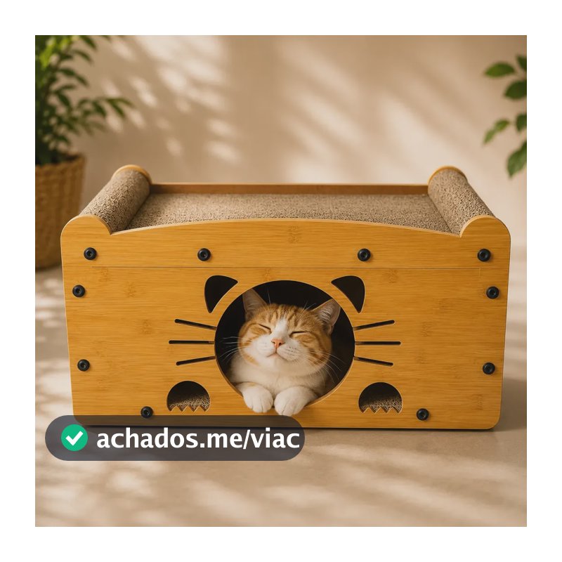 Arranhador Casinha Toca Gato Mdf E Papelão Antiestresse  Marrom