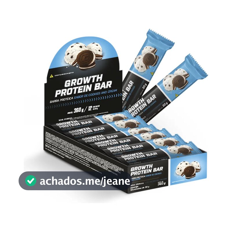 Barra De Proteína (cx. 12 unid.) Growth Supplements - Sabor Cookies & Cream