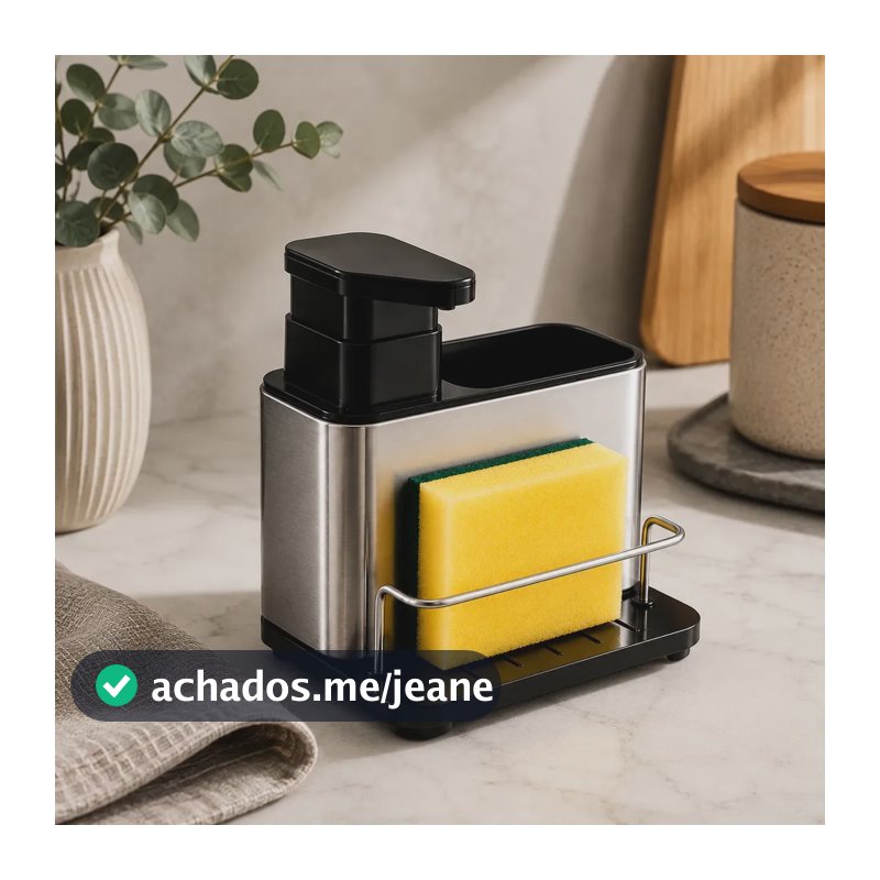 Porta Detergente Inox Dispenser Sabão Líquido Organizador Pia Cozinha