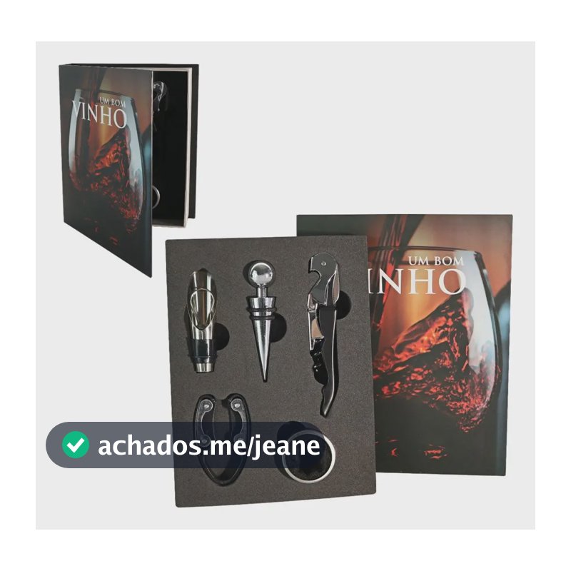Kit Vinho 5 Peças: Abridor, Dosador, Saca Rolhas E Tampa