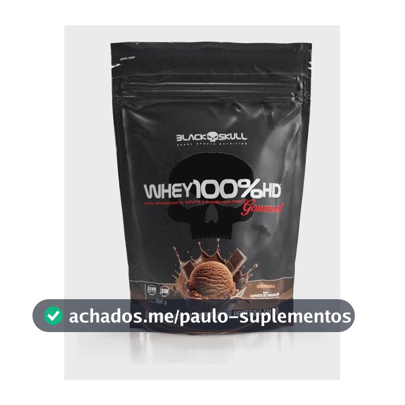 Whey 100%hd Gourmet 900g Refil Black Skull Sabor Chocolate