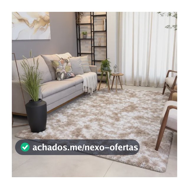 Tapete Grande 2,00x3,00 Peludo 4cm De Altura Shaggy 3 M 2 M Bege-mesclado
