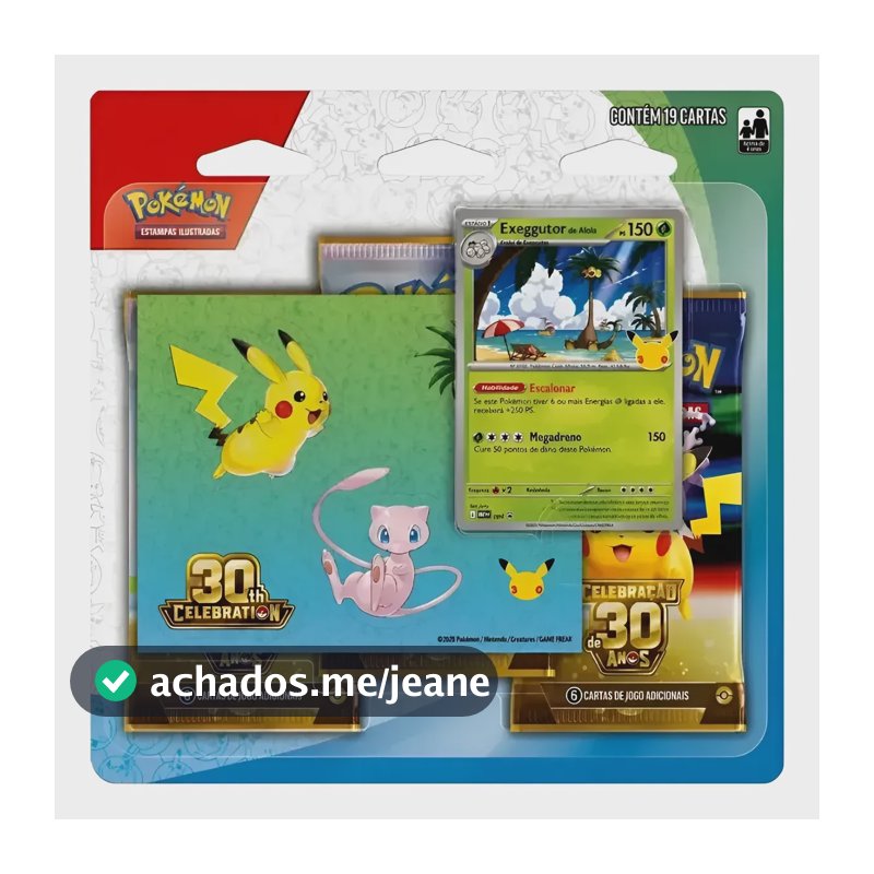 Pokémon Blister Triplo 30 Anos Exeggutor De Alola C Adesivos Português