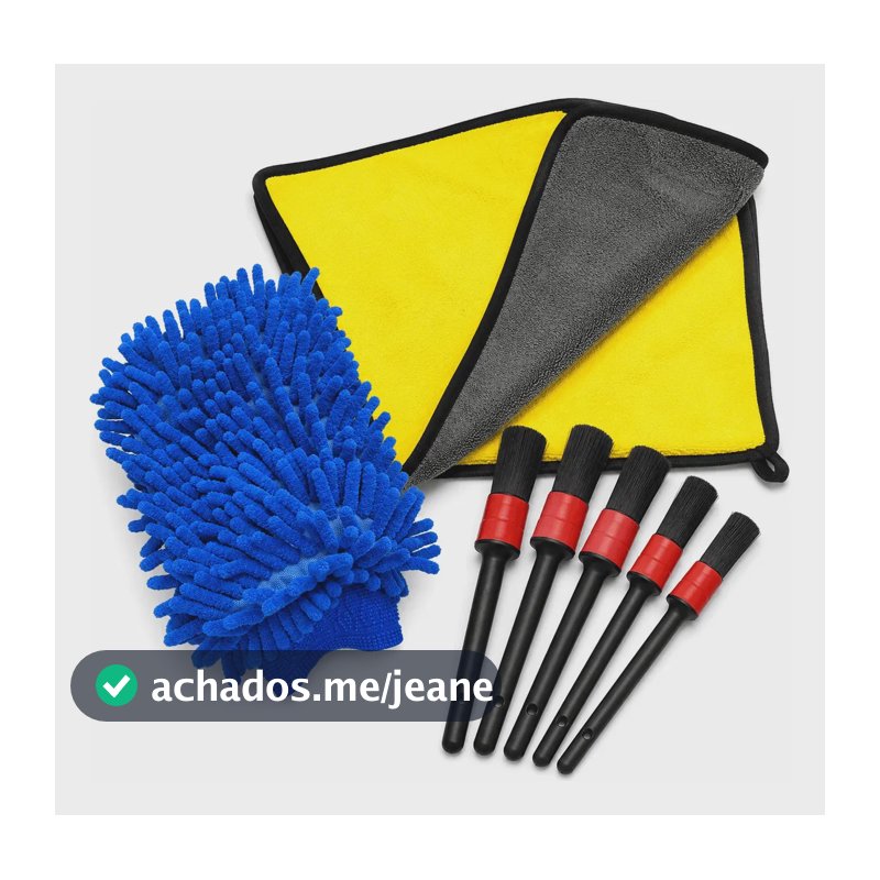 Kit Limpeza Automotiva Pinceis Luva Flanela Microfibra