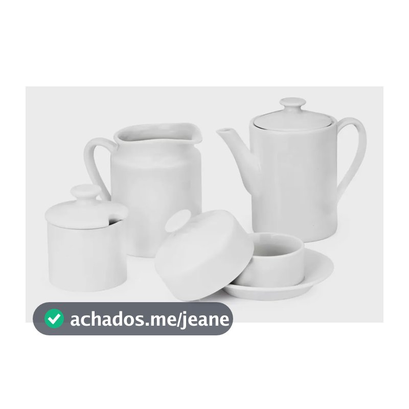 Jogo Cafe Da Manha Porcelana Cha Bule Leiteira Manteigueira Branco