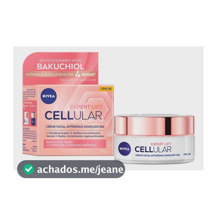 NIVEA Creme Facial Antissinais Cellular Lift Dia FPS 30 50ml, Fortalece a Pele, Reduz Rugas, Estimula Colágeno, Bakuchiol Puro, Cuidado Diário