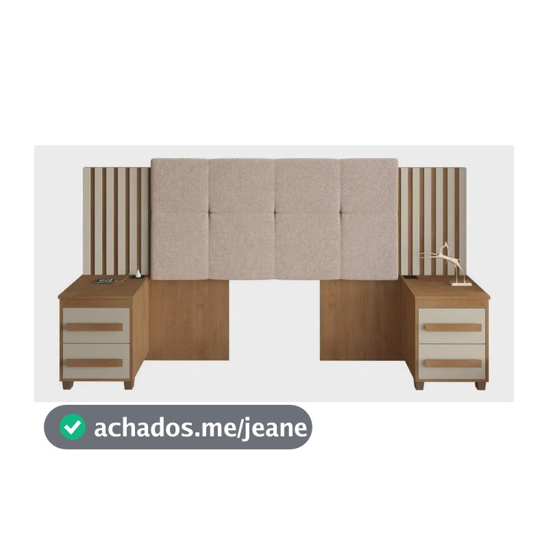 Cabeceira Casal Extensível 2 Mesas Apoio Ripado Cinamomo/off White