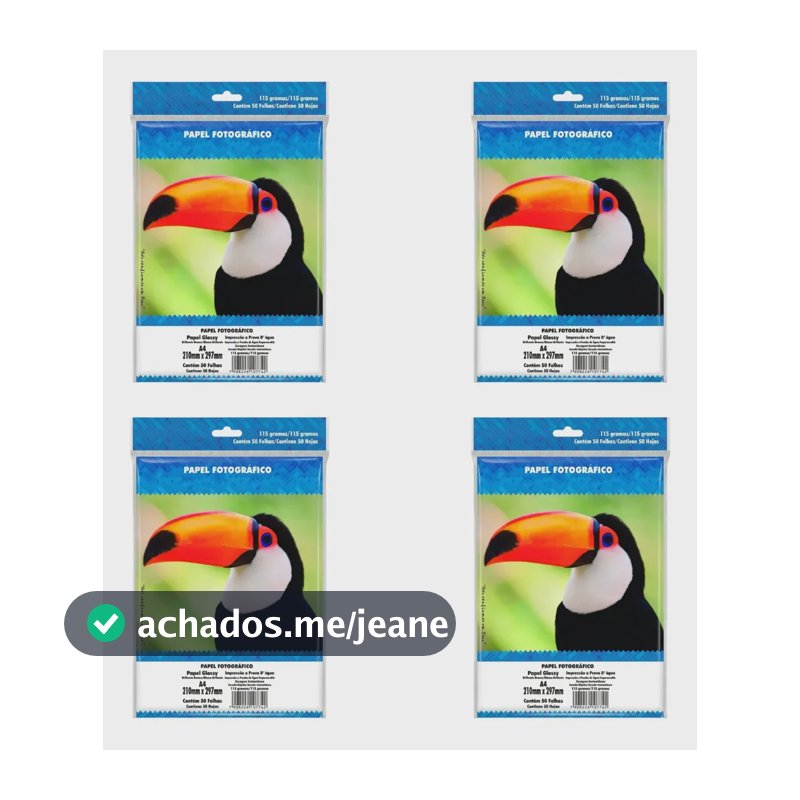 Papel Fotográfico A4 Glossy Inkjet 115g 200 Un. Masterprint Branco