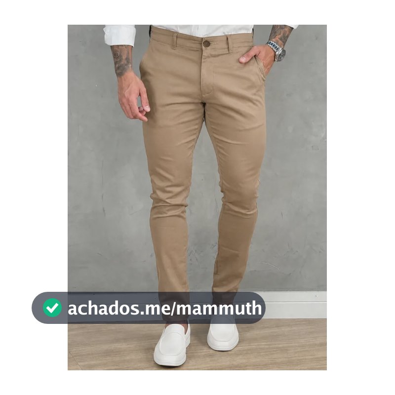Calça Masculina Sarja Premium Social Esport Fino Bolso Lycra Bege Liso 42