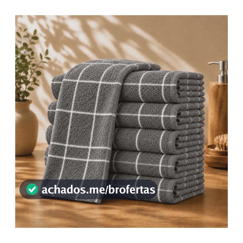 Kit 10 Panos De Prato Xadrez Atoalhado Alta Absorção Luxo Cinza