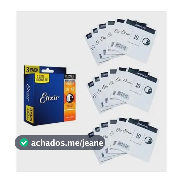 Kit 3 Jogos De Corda Guitarra Elixir 010 046 16542 Nanoweb