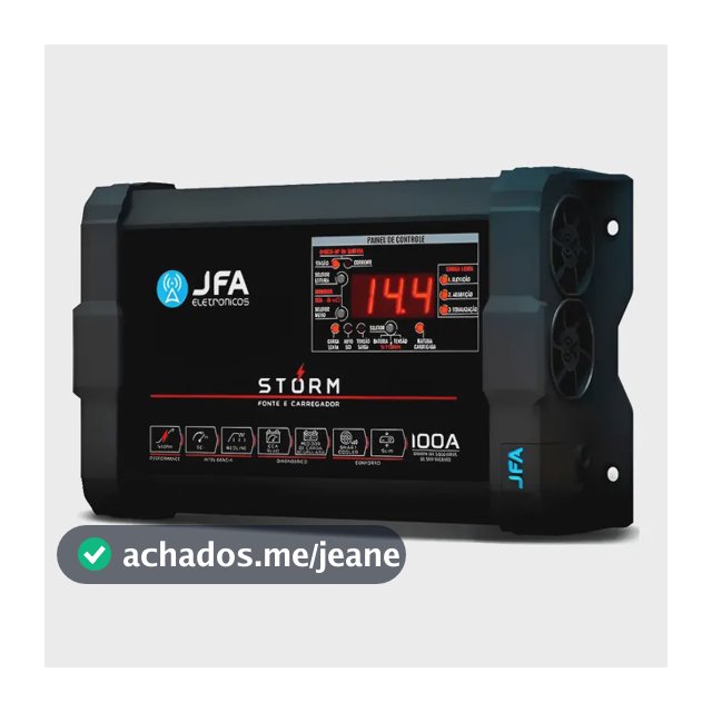 Fonte Jfa Storm 100a Bivolt Carregador Automotivo Cor Preto Preto