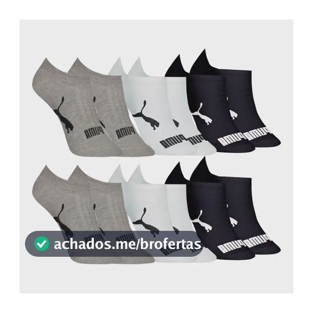 Kit 6 Pares Meias Invisível Puma Sapatilha Adulto Original