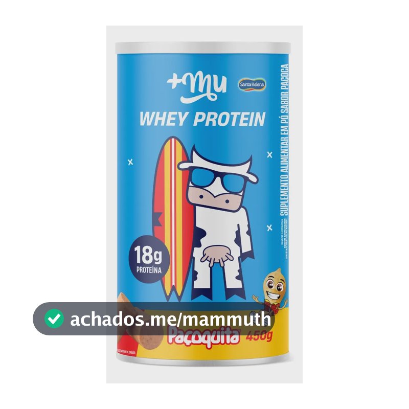 Proteína do soro do leite Whey concentrado +mu - chocolate com em pó sabor Paçoquinha x 450g