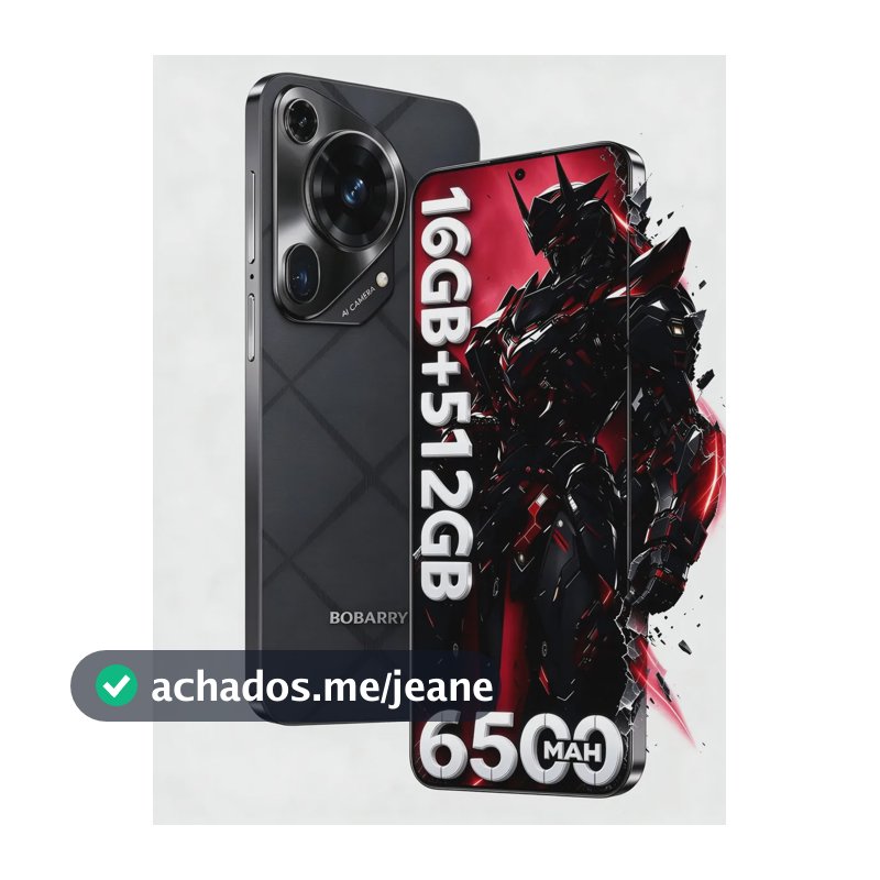 Celular Smartphone Bobarry P70 Ultra 5G 16GB RAM 512GB Android 16 Processador Dimensity 9200 Câmera Traseira 64MP Frontal 32MP Bateria 6500mAh Preto