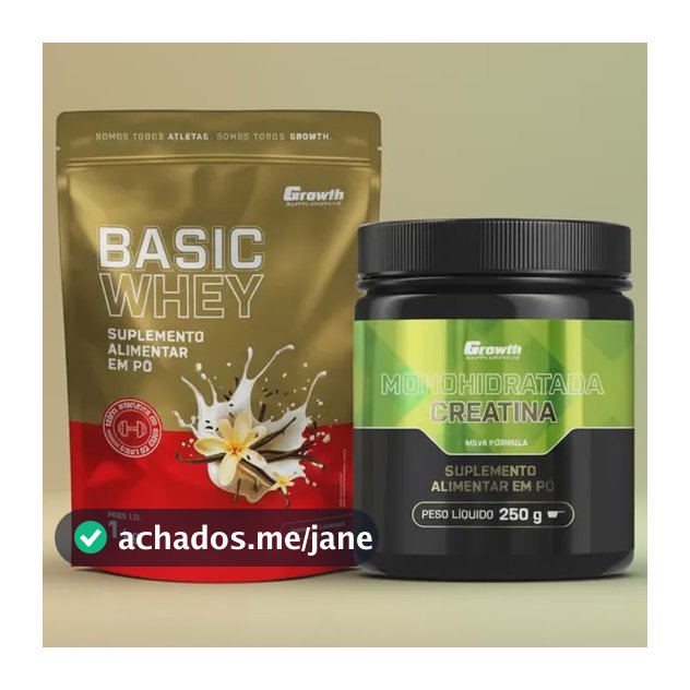 Kit Growth: Whey Protein Basic Baunilha 1kg + Creatina Monohidratada 250g