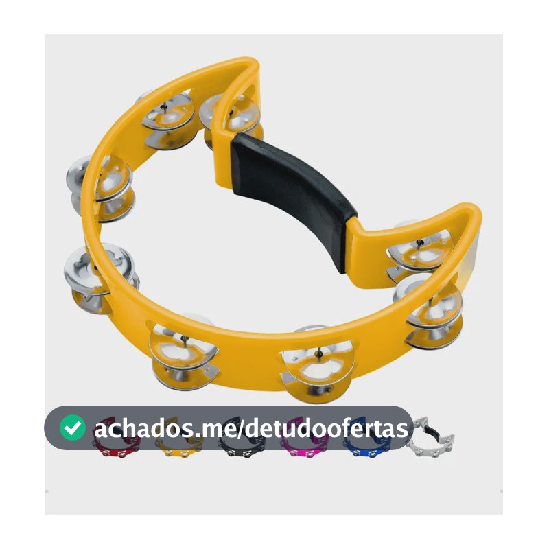 Pandeiro Meia Lua Profissional Samba Pandeirola Zaidan's Cor Amarelo