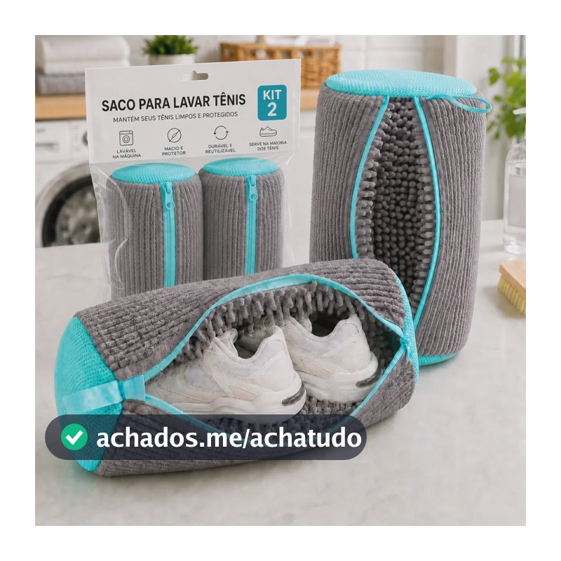 Kit 2 Sacos Para Lavar Tênis E Sapatos Em Máquina De Lavar – Saco Telado Anti-Impacto Com Fechamento Em Zíper
