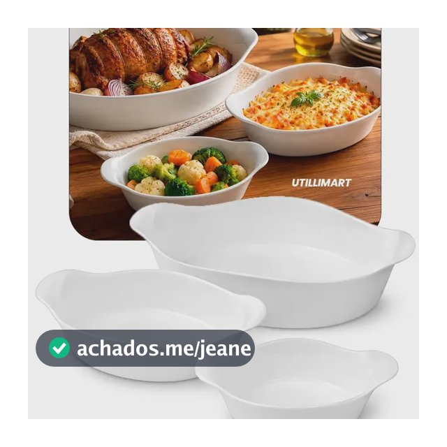 Marinex Conjunto De Assadeiras Oval Opaline Branco Jogo De Travessas 3 Peças Branco Utillimart