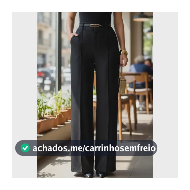 Calça Alfaiataria Feminina Wid Leg Pantalona Social Cós Alto Preto Lisa M 38