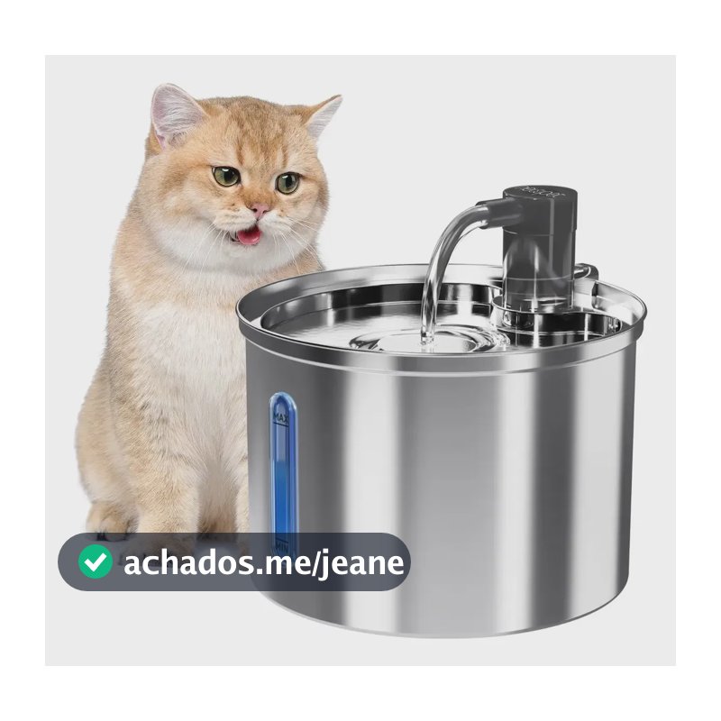 3l Fonte De Água De Aço Inoxidável Para Gatos E Cãe Newpet Prata