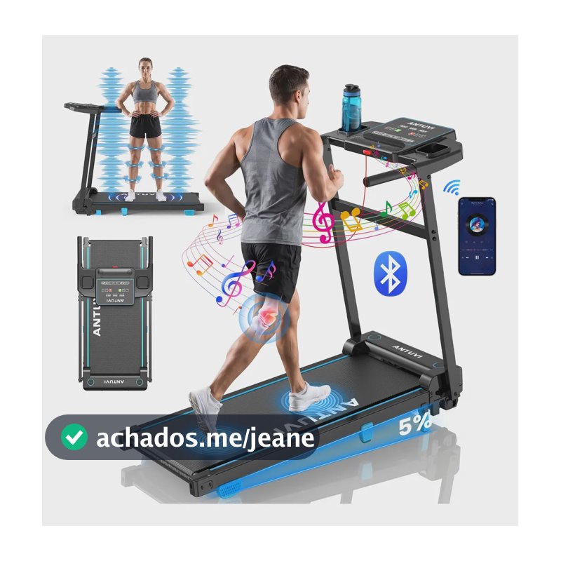 Esteira Elétrica Ergométrica + Massagem Dobrável C/bluetooth Azul-celeste 127v