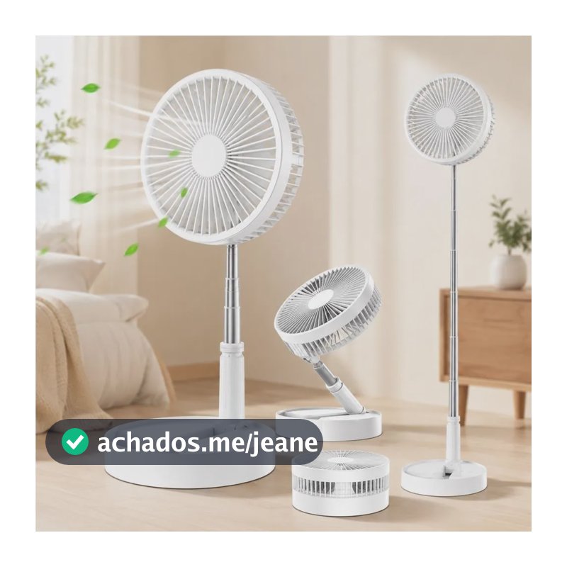 Ventilador Portátil Retrátil Dobrável 3 Velocidades Usb