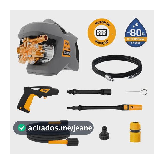 Lavadora e Desobstruidora de Alta Pressão WAP WL 4200 Ultra 5 Pistões 2200w 1305psi 510l/h Com Jato Regulável e Motor de Indução 220V