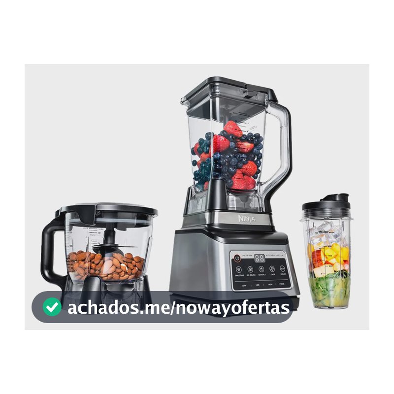 Liquidificador Ninja Kitchen System 3 em 1 Processador e Triturador Jarras de 2,2 Litros e 700ml 1.200W 110V
