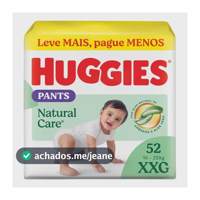 Huggies Fralda Pants Roupinha Premium Natural Care XXG - 52 Unidades