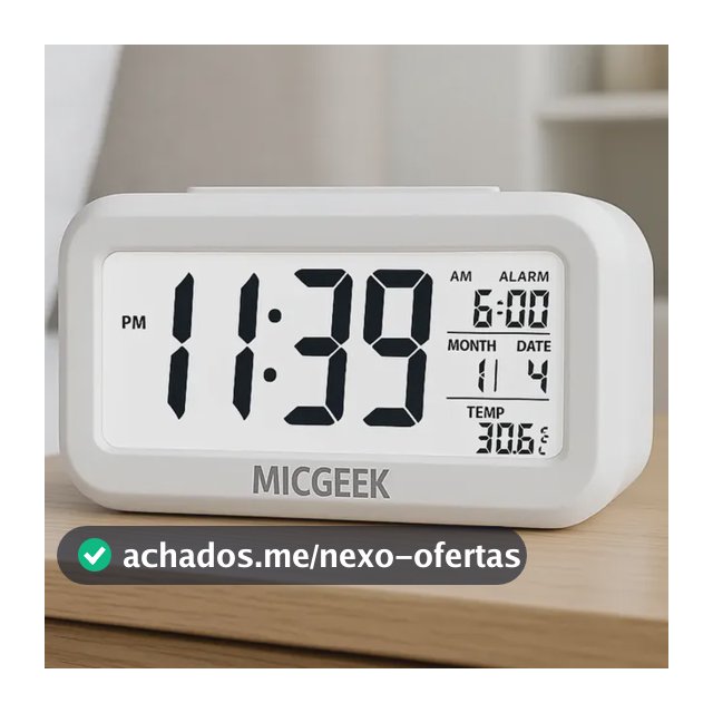 Relógio Digital Mesa Despertador Inteligente Cabeceira Quarto Idoso Com Sensor De Temperatura Micgeek