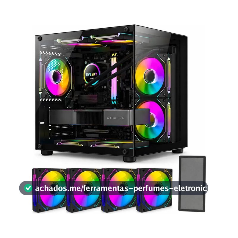 Gabinete Gamer Hayom Aquário Com 4 Cooler Fan Led Rgb