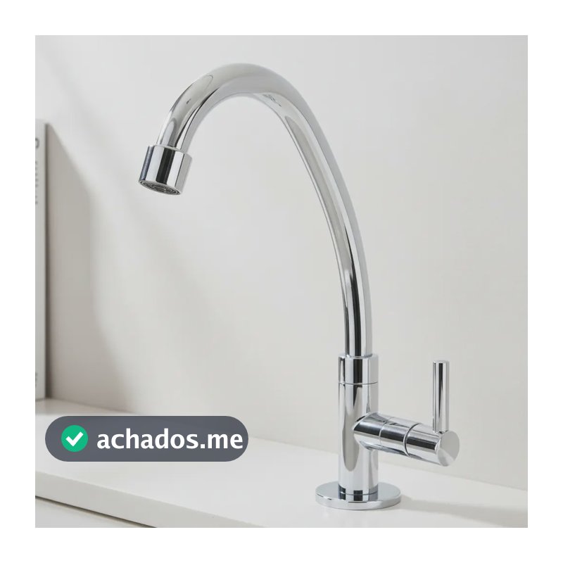 Torneira De Pia Cozinha Bancada Bica Móvel Alta Abs 1/4v Prateado Brilhante