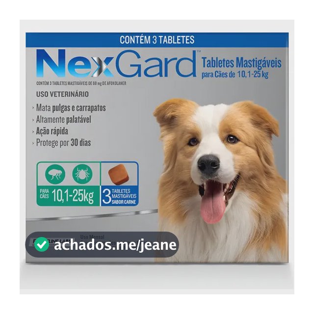 NexGard Antipulgas e Carrapatos para Cães 10kg a 25kg com 3 Comprimidos