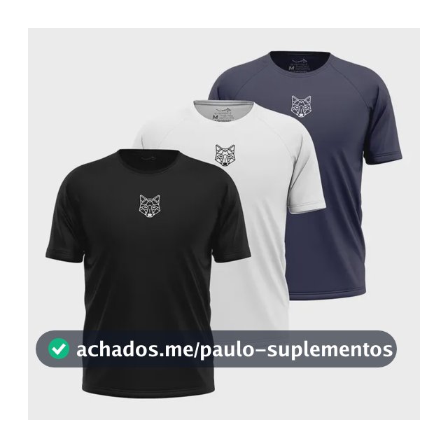 Kit 3 Camisetas Masculina Dry Alpha Lobo Geométrico