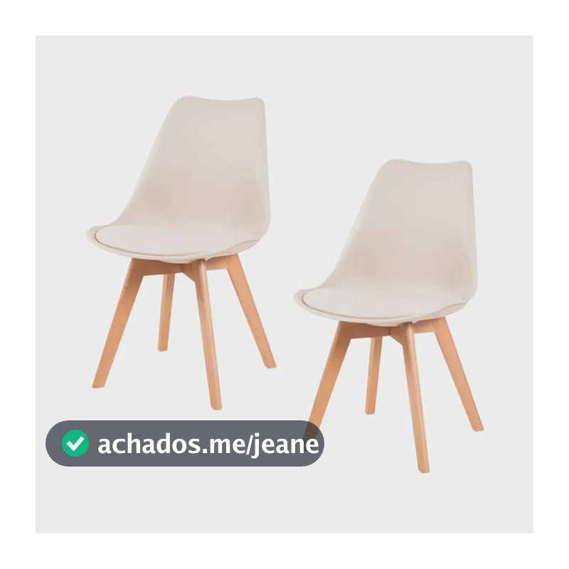 Jogo 2 Cadeiras de Jantar Leda com Assento Estofado e Design Moderno Bege - Laráz
