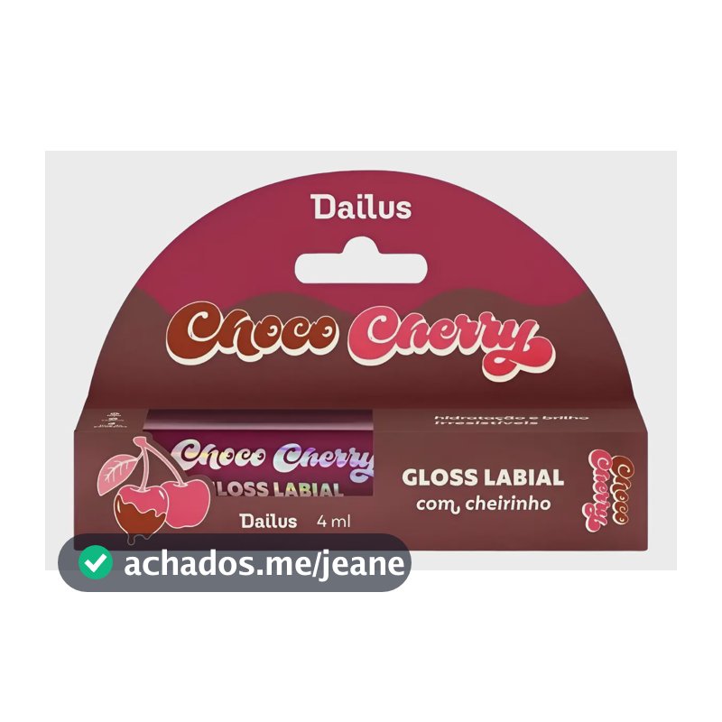 Dailus Gloss Labial Choco Cherry 4ml Cor Cereja Silvestre Vermelho Intenso