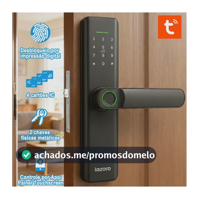 Fechadura Eletronica Digital Com Biometria, Senha, Cartão Ic E Tuya App Bluetooth LAZORO LAM-525B