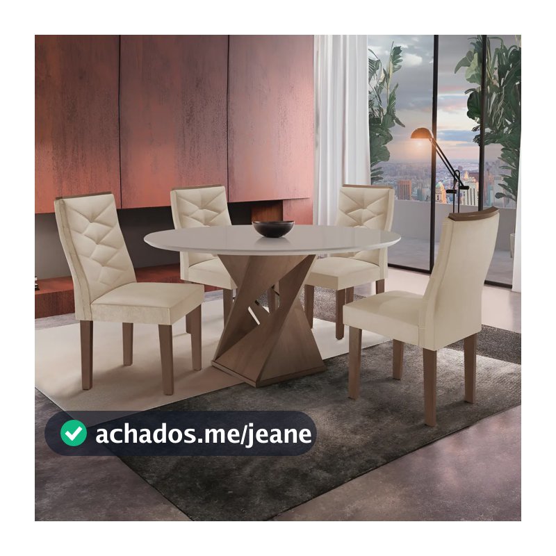 Conjunto de Sala de Jantar Yescasa Mesa Redonda 100cm 4 Cadeiras